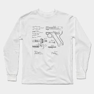 Gun Design Vintage Patent Hand Drawing Long Sleeve T-Shirt